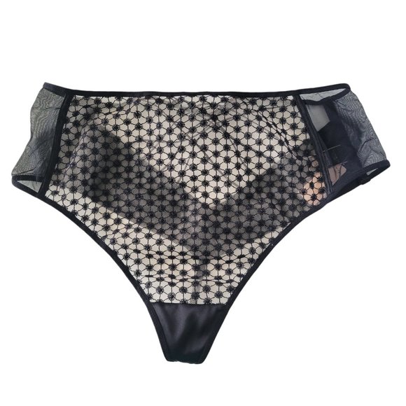Victoria's Secret Very Sexy High Waist Black Fishnet Thong Panty Medium NWT - Picture 1 of 8